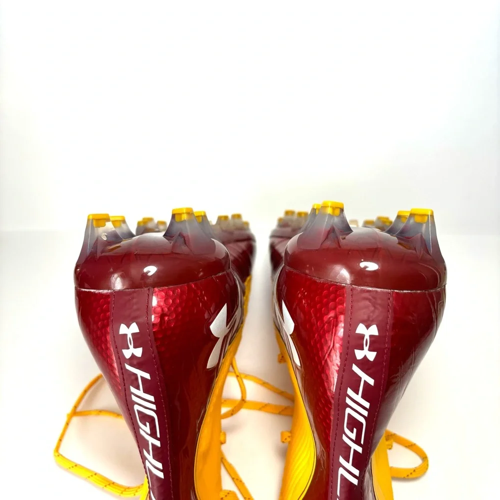 Under Armour Highlight MC Lineman Football Cleats Sz 15 High-Top Red Yellow NEW